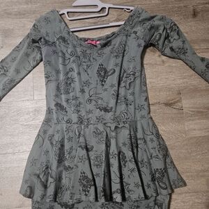Betsey Johnson Gray Tattoo-Print Peplum Dress Off Shoulder